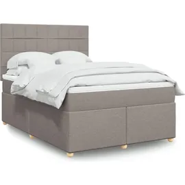 vidaXL Boxspringbett mit Matratze Taupe 140x200 cm Stoff