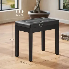 Homcom Klavierbank Klavierhocker mit Stauraum, Holzbeine, Kunstleder, Schwarz