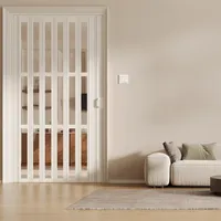 Wetsfgdg PVC Falttür mit Acryl | Raumteiler als Schiebetür 195 cm Höhe | Weiß, transparent | Einfach montiert für Küche & Wohnzimmer-W180*H195cm(Transparent)