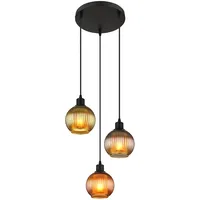GLOBO LED Pendellampe 3 flammig Esstischleuchte Glas Wohnzimmerlampe Hängelampe,
