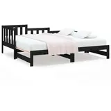 vidaXL Tagesbett Ausziehbar Schwarz 2x(90x200) cm Massivholz Kiefer1280257
