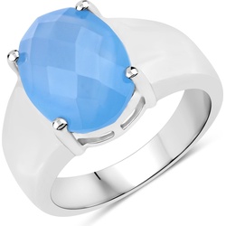 Xen, Ring, Ring mit Chalcedon dyed blue 925 Sterlingsilber rhodiniert, (52, 925 Silber)