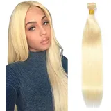 Tuheerst Straight Human Hair Bundles #613 Light Blonde Menschliches Haar Bündel Echthaar Human Hair Extensions Echthaar Tressen Double Weft Remy Hair 1 Bundle Total 100g 14 Inch