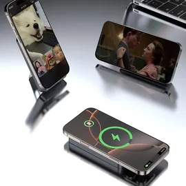 DUDAO K29 10000mAh PD 20w MagSafe Powerbank mit Metallgehäuse, Ständer und integrierten Usb-c-/lightning-kabeln – silber