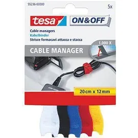 Tesa On & Off Kabelbinder Schwarz, 20cm x 12 mm
