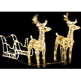 vidaXL Rentiere & Schlitten Weihnachtsdekoration 160 LEDs 130 cm Acryl