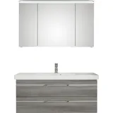 Saphir Badmöbel-Set »Balto Sprint 2-teilig, Mineralmarmor-Waschtisch mit LED-Spiegelschrank«, (2 St.), Badezimmer Set inkl. Türdämpfer, 3 Türen, 2 Schubladen, grau