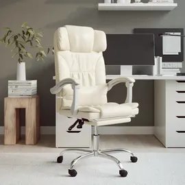 vidaXL Bürostuhl mit Liegefunktion Kunstleder Creme