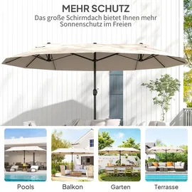 Outsunny Marktschirm mit Handkurbel 460 x 270 cm beige