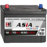 Autobatterie 12V 70Ah 630A/EN A70L PKW ASIA Japan Pluspol Links Starterbatterie