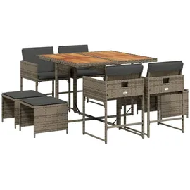 vidaXL Garten-Essgruppe 9-tlg. Grau
