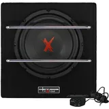 Excalibur X801BA, 8 Zoll Aktiver Auto Subwoofer, Integrierter Verstärker, Untersitz-Bassbox mit Class-AB Technologie, Hoch-/Niederpegel Eingänge, Auto Turn-On und Fernbedienung für den Fahrzeugeinsatz