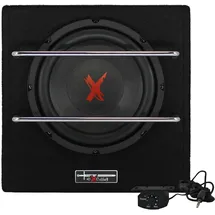 Excalibur X801BA, 8 Zoll Aktiver Auto Subwoofer, Integrierter Verstärker, Untersitz-Bassbox mit Class-AB Technologie, Hoch-/Niederpegel Eingänge, Auto Turn-On und Fernbedienung für den Fahrzeugeinsatz