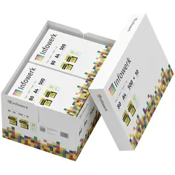 Infowerk Druckerpapier Kopierpapier 500 Blatt (1x500) DIN A4 80 g Premium Hochweiß CIE 160 Testsieger PEFC Umweltzertifikat