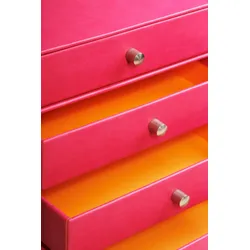 Rhodiarama Schubladenbox mit 4 geschlossenen Laden, Kunstleder, 24,8x32 ,7x22,8cm - Himbeer 318962C