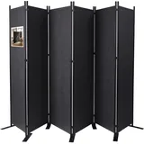 VOUNOT Vounot® Paravent Raumteiler 6 Teilig Freistehend Stoff Trennwand 340 x 30 x 164 cm Anthrazit
