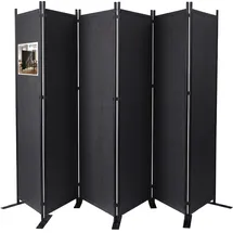 VOUNOT Vounot® Paravent Raumteiler 6 Teilig Freistehend Stoff Trennwand 340 x 30 x 164 cm Anthrazit