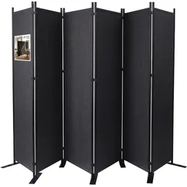 VOUNOT Vounot® Paravent Raumteiler 6 Teilig Freistehend Stoff Trennwand 340 x 30 x 164 cm Anthrazit