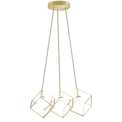 CUBE-Hängelampe aus Metall in mattgoldener Farbe Perenz - 3 G9-Lampen