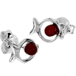 Paar Ohrstecker OSTSEE-SCHMUCK "Ostsee-Schmuck Ohrstecker Fisch Ohrstecker Fisch", weiß, Ohrringe, Damen, 9 x 7mm, Silber 925 (Sterlingsilber)