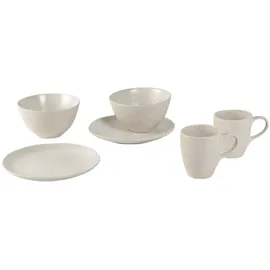 Broste Copenhagen Nordic Vanilla Frühstücksset für Zwei in der Farbe Beige, aus Steingut gefertigt, Spülmaschinen– und mikrowellenfest, 80019824