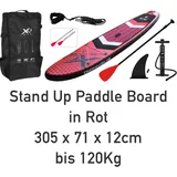 Stand Up Paddle Board Set 305x71x12cm Rot aufblasbar SUP-Board Set bis 120kg