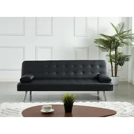 vente-unique Schlafsofa Kunstleder 2-Sitzer Schwarz