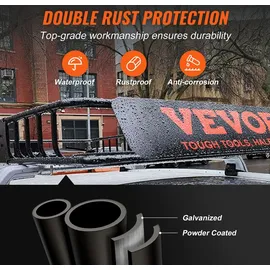 Vevor Dachgepäckträger Korb Auto Dachkorb Universal 1630 x 990 x 152 mm, Dachgepäckträger Wanne 90 kg Tragfähigkeit Relingträger Fracht Gepäckablage Schwarz für Camping, Grillen, Autoreisen