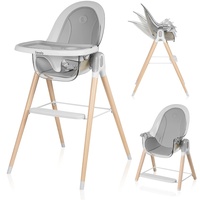 LIONELO Maya 2in1 Kinderhochstuhl, hoher, verstellbarer Stuhl, abnehmbares Tablett, rutschfest, 6 bis 36 Monate, 5-Punkt-Sicherheitsgurt, Belastbarkeit bis 15 kg / 25 kg (Weiß)