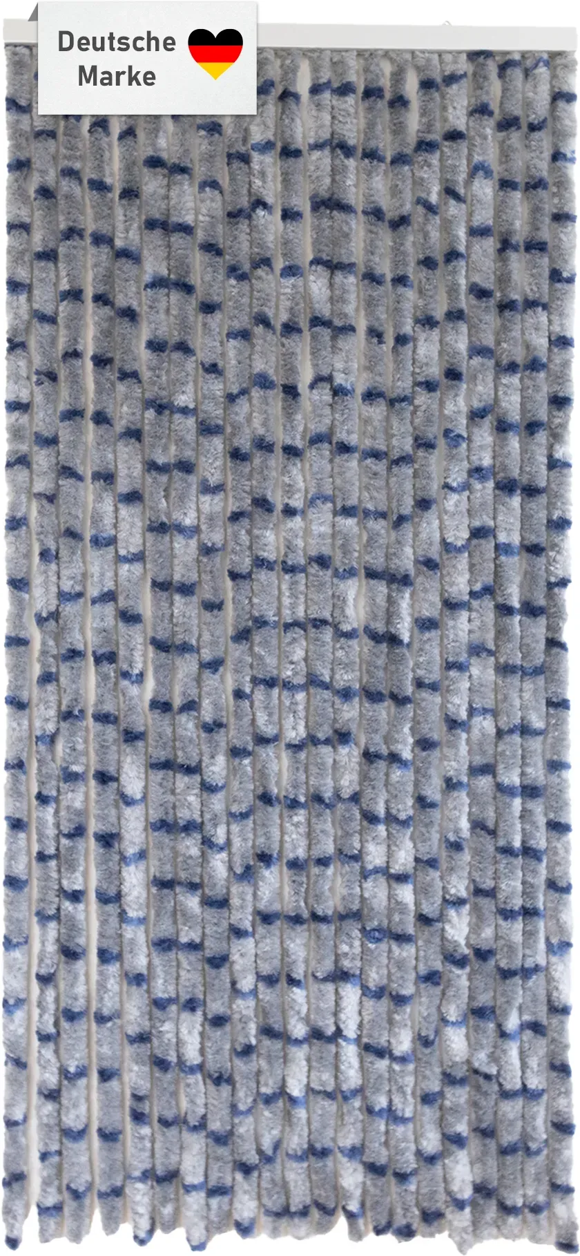 Flauschvorhang 90x200cm grau-blau meliert, Fliegenschutz, Türvorhang Wohnwagen