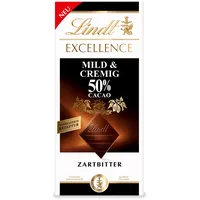 Lindt EXCELLENCE Mild & Cremig 50 % Kakao - Zartbitter-Schokolade | 100 g Tafel | Extra milde, feinherbe Bitter-Schokolade | Intensiver Kakao-Geschmack | Dunkle Schokolade | 100g (1er Pack)
