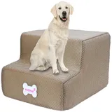 2-stufige Hundetreppe für Hochbett und Couch, 20cm hoch für Hunde, breitere Haustiertreppe für kleine alte große Hunde Katzen, 30°stabile rutschfeste Hundetreppe, waschbare Hunderampe