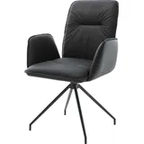 DELIFE Polsterstuhl Vinja-Flex, Kreuzgestell konisch Schwarz Echt-Leder Schwarz schwarz 62 cm x 90 cm x 65 cm