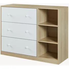[en.casa] Wickelkommode Beldinupp mit Wickelaufsatz 93x110x55 cm Eicheoptik/Weiß [en.casa]