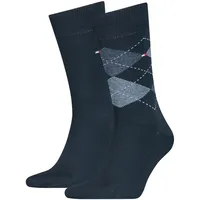 2er Pack TOMMY HILFIGER Check Socken Herren 322 - dark navy 47-49