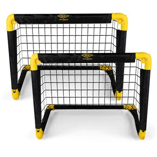 Umbro Fußballtor 50 x x cm - Fußballtore Set von 2 - Faltbares Fussballtor - Fussballtore für Garten Kinder - Fussball Trainingszubehör für Innen und Außen - Kunststoff - Schwarz/Gelb