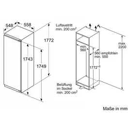 Siemens KI81RADC0 Einbaukühlschrank (310 l, 1780 mm hoch)