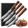 Wakoli Nussbaum 4er Damast Steakmesser-Set I 12,5 cm Klingen I Nussbaumgriffe