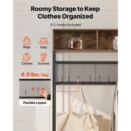 Vevor Multifunktionale Flurgarderobe 120 x 40 x 180 cm Braun