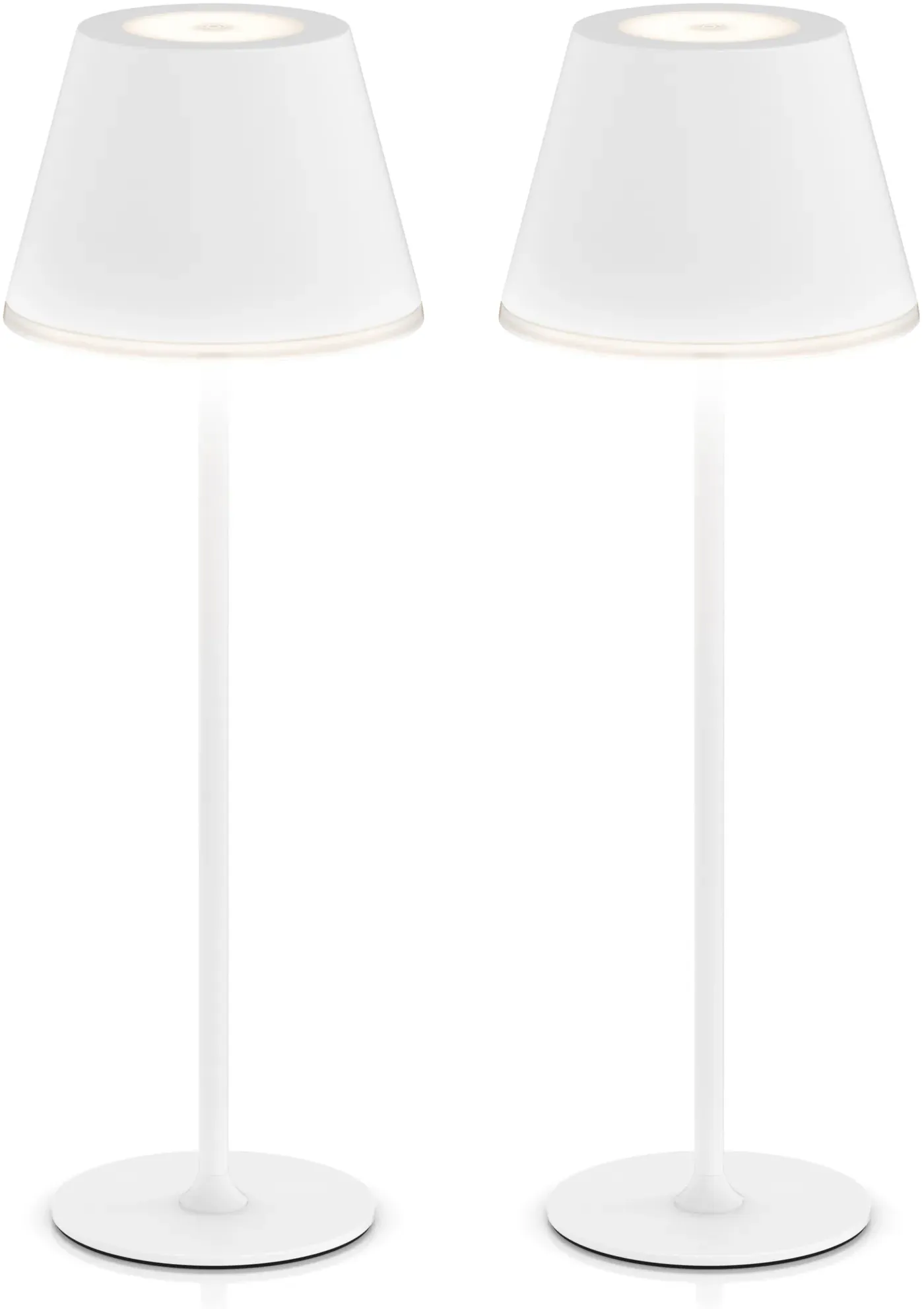 Akku-Tischlampe IP54 mit Touchdimmer Weiß 2er-Set