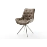 DELIFE Polsterstuhl Taimi-Flex, Kreuzgestell kantig Edelstahl Mikrofaser Taupe Vintage grau