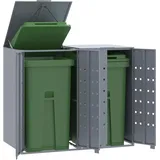 vidaXL Mülltonnenbox für 2 Tonnen Grau 138x79x117 cm Stahl