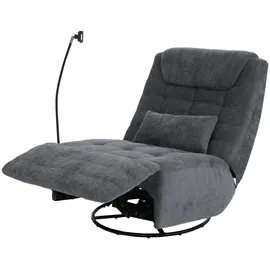 Mendler Relaxsessel HWC-P92 Chenille 82 x 96 x 82 cm Dunkelgrau drehbar mit Liegeposition