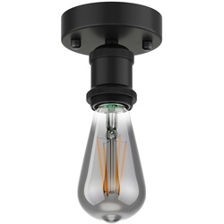 ledscom.de Vintage Lampen-Fassung RETRA, schwarz, rund + LED Lampe 240lm, extra-warmweiß