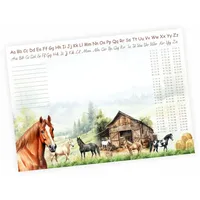 nikima Schreibtischunterlage A3 Schreibtischunterlage Pferde Pony mit kleinem 1x1 Papier 50 Blatt