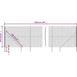 vidaXL Maschendrahtzaun mit Bodenhülsen Grün 2,2x10 m vidaXL