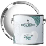 MissPompadour edelmatte Wandfarbe Weiß mit Weiß 2,5L - sehr hohe Deckkraft - geruchsneutrale, spritzfreie Farbe - atmungsaktive, wasserbasierte Innenfarbe/Deckenfarbe - Die Wertvolle