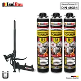 Brandschutzschaum B1 Bauschaum 3 x 750ml Pistolenschaum Montageschaum Pistole