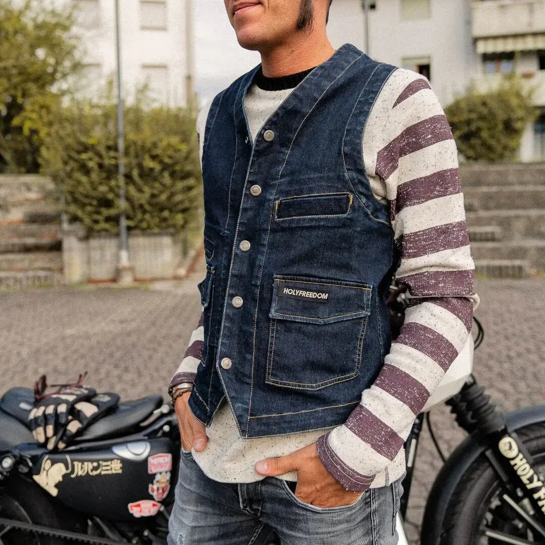 HolyFreedom Gilet Denim Vest, blauw, 3XL