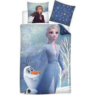 Disney Eiskönigin Elsa Anna Olaf Flanell Bettwäsche Set 135x200 cm